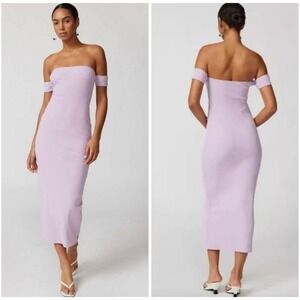 Urban Outfitters Spencer Off-the-Shoulder Midi Dress – Lavender, Size M – NWT
